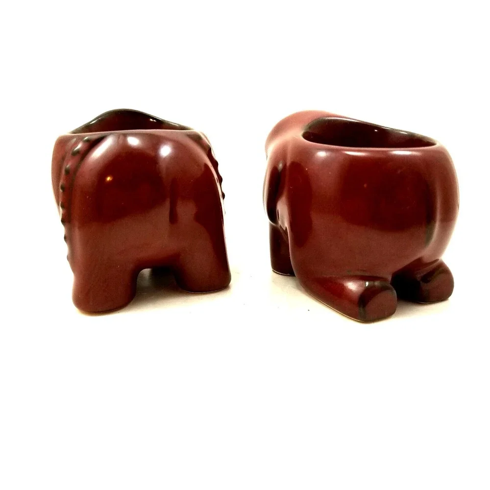 PartyLite Elephant Votive Candle Holder Brown Ceramic Tea Light Home Décor
